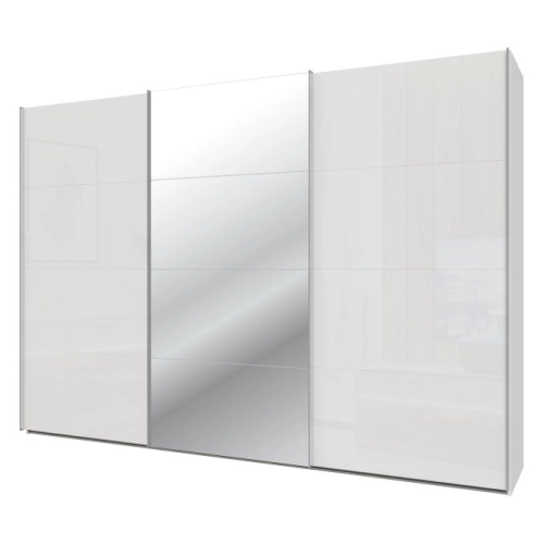 Szafa ubraniowa 300 cm Biały / Biały połysk